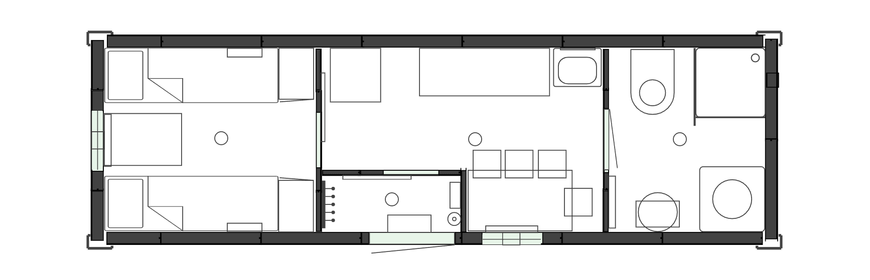 Планировочное решение - Вагон-дом жилой на 4 человека с санузлом