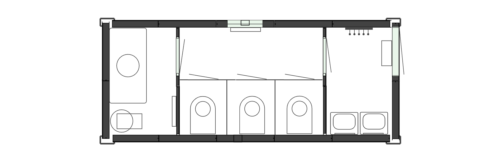 Планировочное решение - Вагон-туалет на 3 кабинки
